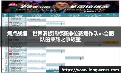 焦点战报：世界滑板锦标赛排位赛焦作队vs合肥队的荣耀之争较量
